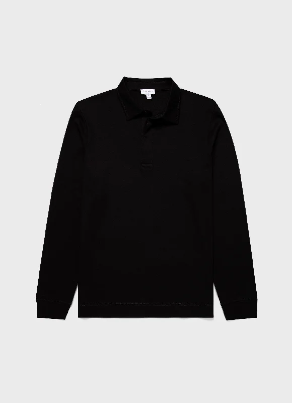 Men's ribbed cuffs and hem polo shirts for a textured lookMen's Heavyweight Rugby Polo Shirt in Black Men's ribbed cuffs and hem polo shirts for a textured lookMen's Heavyweight Rugby Polo Shirt in Black
