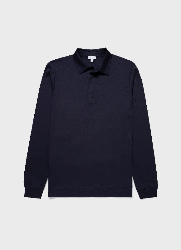 Men's button - down spread collar polo shirts for business casualMen's Heavyweight Rugby Polo Shirt in Navy Men's button - down spread collar polo shirts for business casualMen's Heavyweight Rugby Polo Shirt in Navy