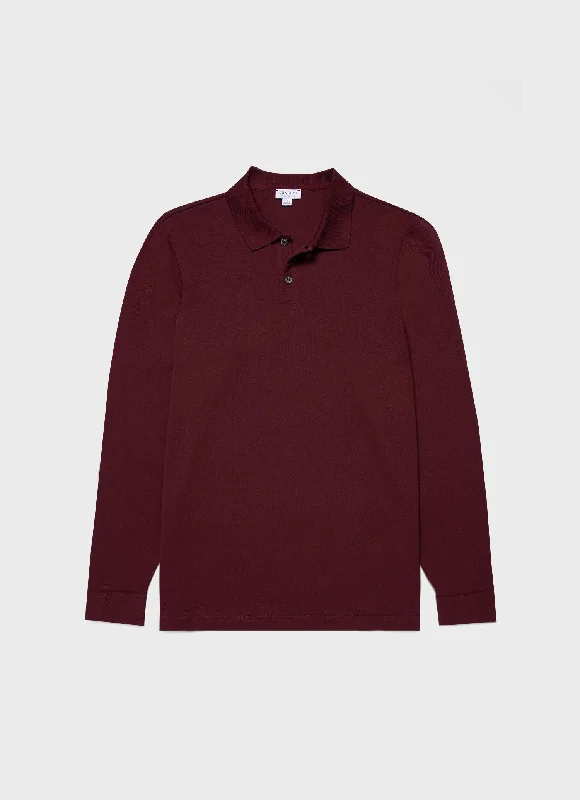 Men's antimicrobial polo shirts for odor - free daily wearMen's Long Sleeve Piqué Polo Shirt in Port Men's antimicrobial polo shirts for odor - free daily wearMen's Long Sleeve Piqué Polo Shirt in Port