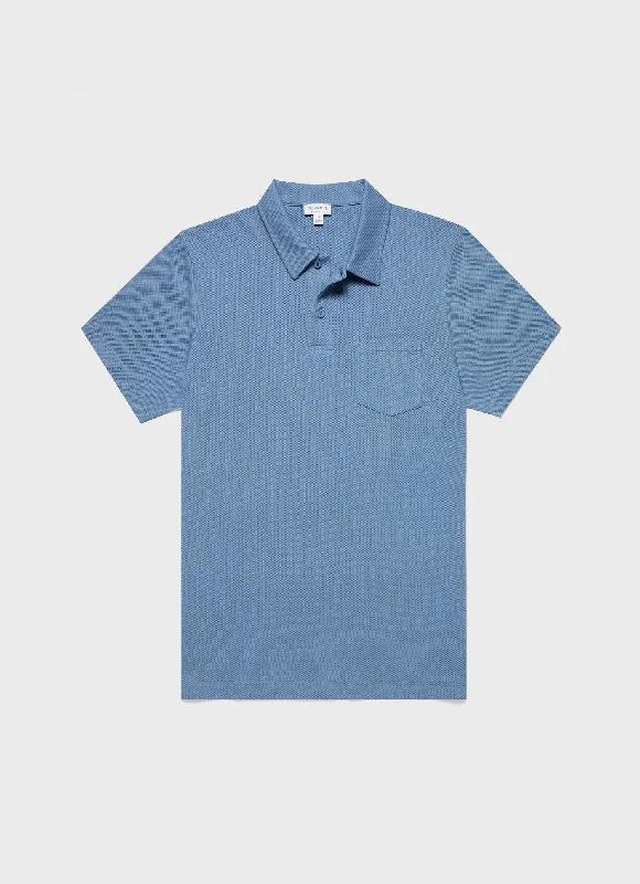 Men's luxury cashmere blend polo shirts in solid colorsMen's Riviera Polo Shirt in Como Blue Men's luxury cashmere blend polo shirts in solid colorsMen's Riviera Polo Shirt in Como Blue