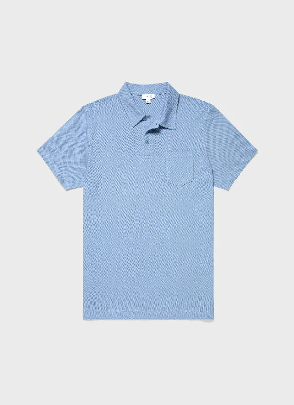 Men's ribbed cuffs and hem polo shirts for a textured lookMen's Riviera Polo Shirt in Cornflower Men's ribbed cuffs and hem polo shirts for a textured lookMen's Riviera Polo Shirt in Cornflower