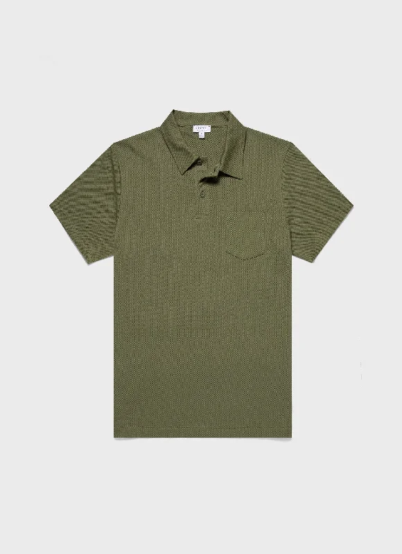 Men's jacquard woven polo shirts with intricate designsMen's Riviera Polo Shirt in Moss Green Men's jacquard woven polo shirts with intricate designsMen's Riviera Polo Shirt in Moss Green