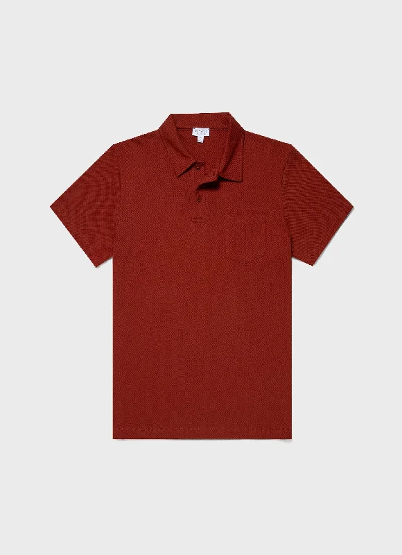 Men's button - down spread collar polo shirts for business casualMen's Riviera Polo Shirt in Rust Men's button - down spread collar polo shirts for business casualMen's Riviera Polo Shirt in Rust