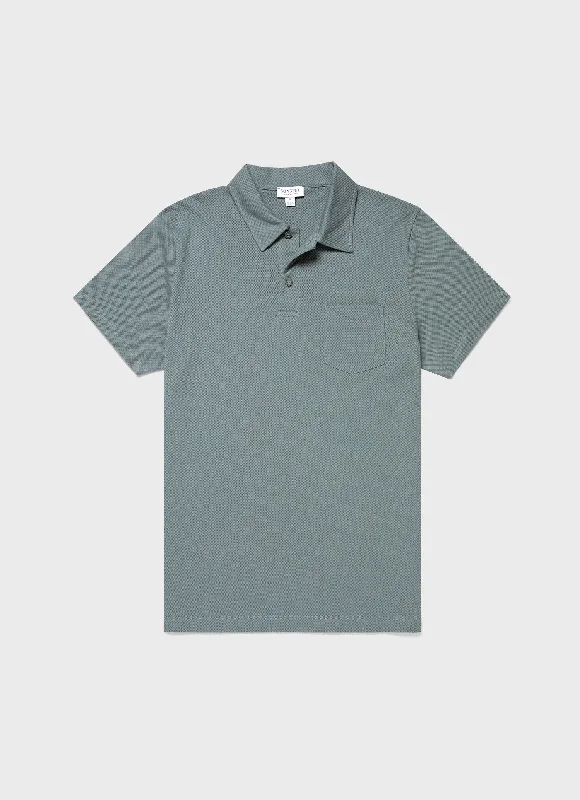 Men's breathable cotton blend polo shirts for summer outingsMen's Riviera Polo Shirt in Smoke Green