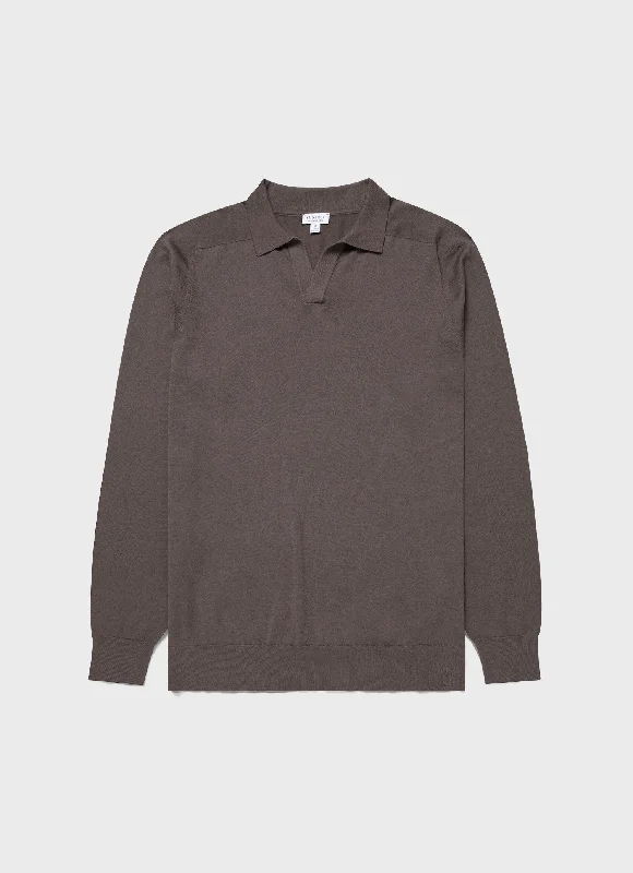 Men's color - block polo shirts with a bold fashion statementMen's Sea Island Cashmere Polo Shirt in Cedar Men's color - block polo shirts with a bold fashion statementMen's Sea Island Cashmere Polo Shirt in Cedar