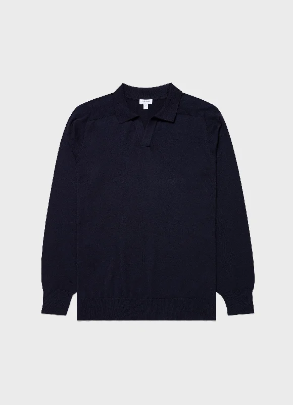Men's formal - style silk blend polo shirts for special occasionsMen's Sea Island Cashmere Polo Shirt in Navy Men's formal - style silk blend polo shirts for special occasionsMen's Sea Island Cashmere Polo Shirt in Navy
