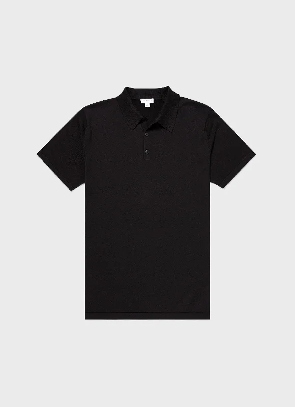Men's color - block polo shirts with a bold fashion statementMen's Sea Island Cotton Polo Shirt in Black Men's color - block polo shirts with a bold fashion statementMen's Sea Island Cotton Polo Shirt in Black