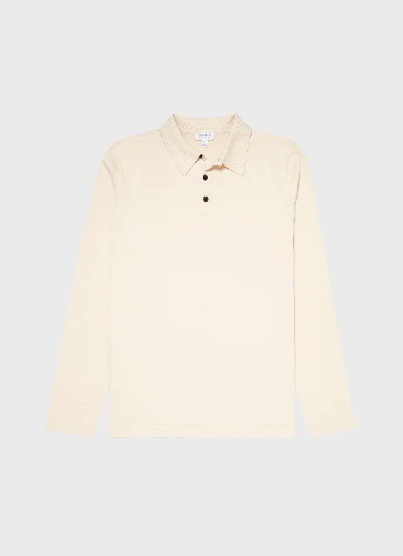 Men's quick - dry polo shirts for water sports activitiesMen's Sea Island Cotton Long Sleeve Polo Shirt in Undyed Men's quick - dry polo shirts for water sports activitiesMen's Sea Island Cotton Long Sleeve Polo Shirt in Undyed