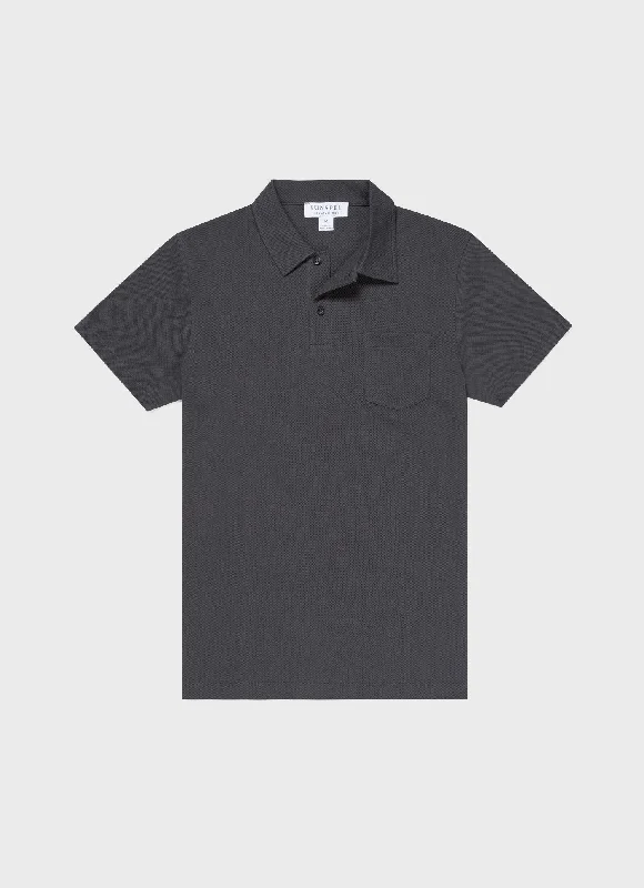 Men's button - down spread collar polo shirts for business casualMen's Riviera Polo Shirt in Charcoal Men's button - down spread collar polo shirts for business casualMen's Riviera Polo Shirt in Charcoal