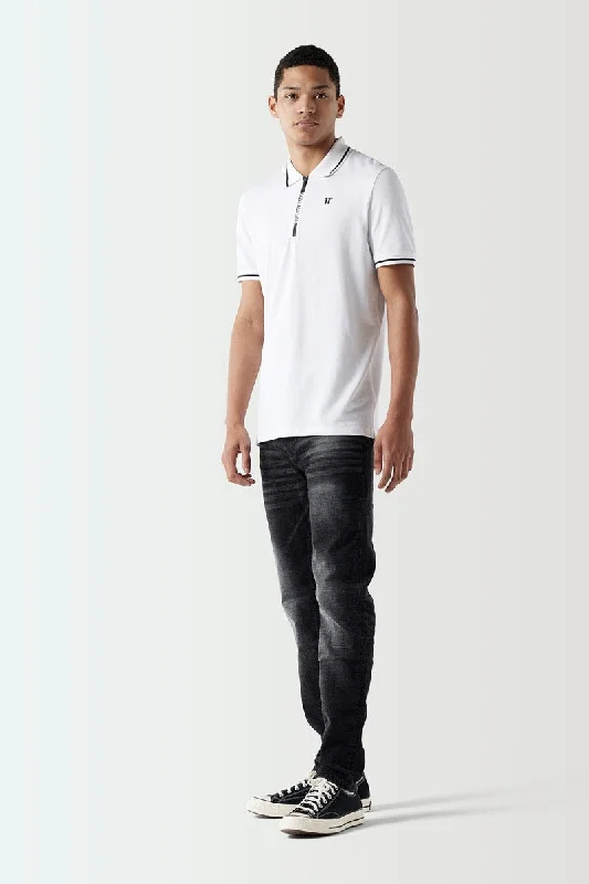 Men's formal - style silk blend polo shirts for special occasionsPrinted Zip Polo - White