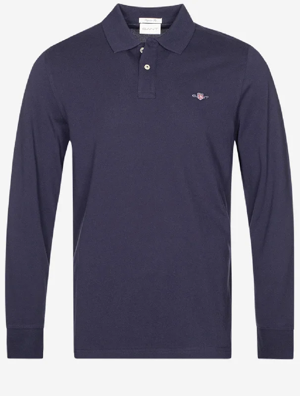 Men's antimicrobial polo shirts for odor - free daily wearRegular Shield Long Sleeve Pique Rugger Evening Blue Men's antimicrobial polo shirts for odor - free daily wearRegular Shield Long Sleeve Pique Rugger Evening Blue