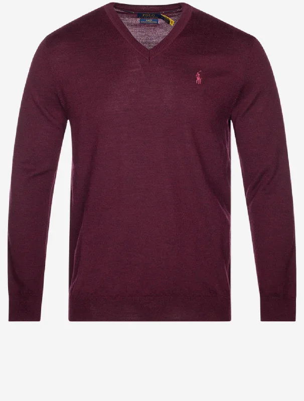 Men's reversible polo shirts with two different looksMerino Slim V Neck Pullover Wine Men's reversible polo shirts with two different looksMerino Slim V Neck Pullover Wine