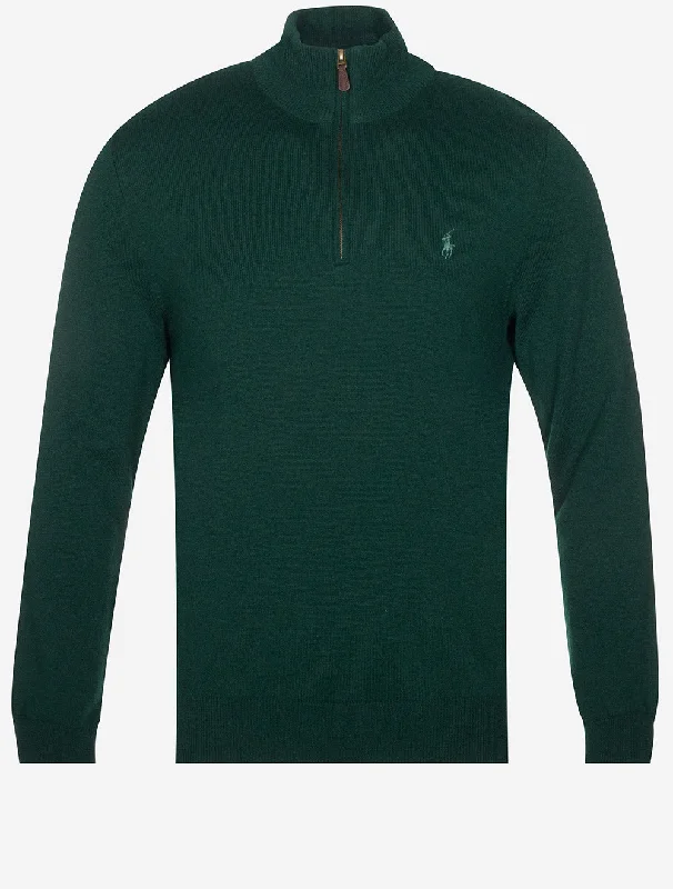 Men's button - down spread collar polo shirts for business casualWool Quarter Zip Jumper Green Men's button - down spread collar polo shirts for business casualWool Quarter Zip Jumper Green