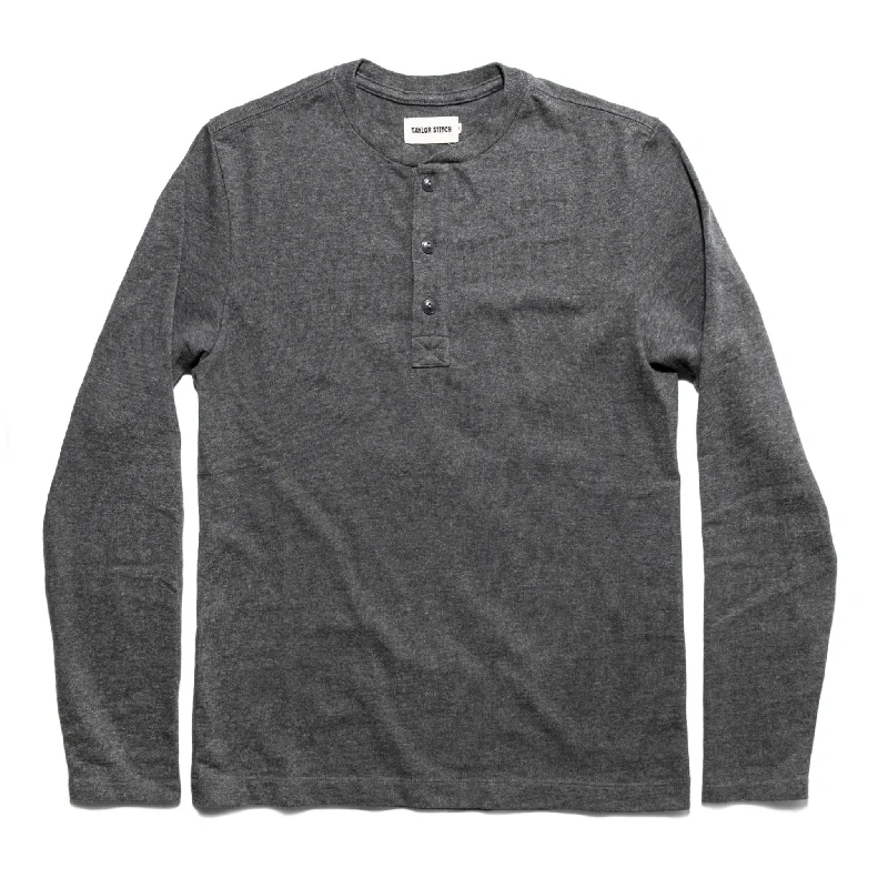Men's budget - friendly basic polo shirts in multiple colorsThe Heavy Bag Henley in Heather Grey Men's budget - friendly basic polo shirts in multiple colorsThe Heavy Bag Henley in Heather Grey