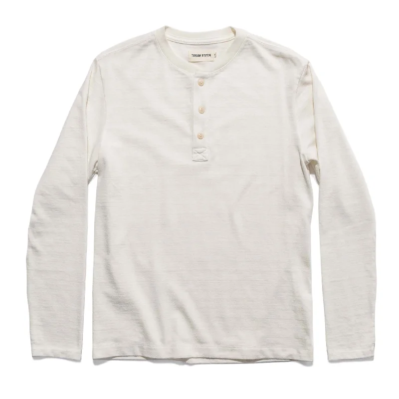 Men's two - tone stripe polo shirts with a preppy styleThe Heavy Bag Henley in Natural Men's two - tone stripe polo shirts with a preppy styleThe Heavy Bag Henley in Natural