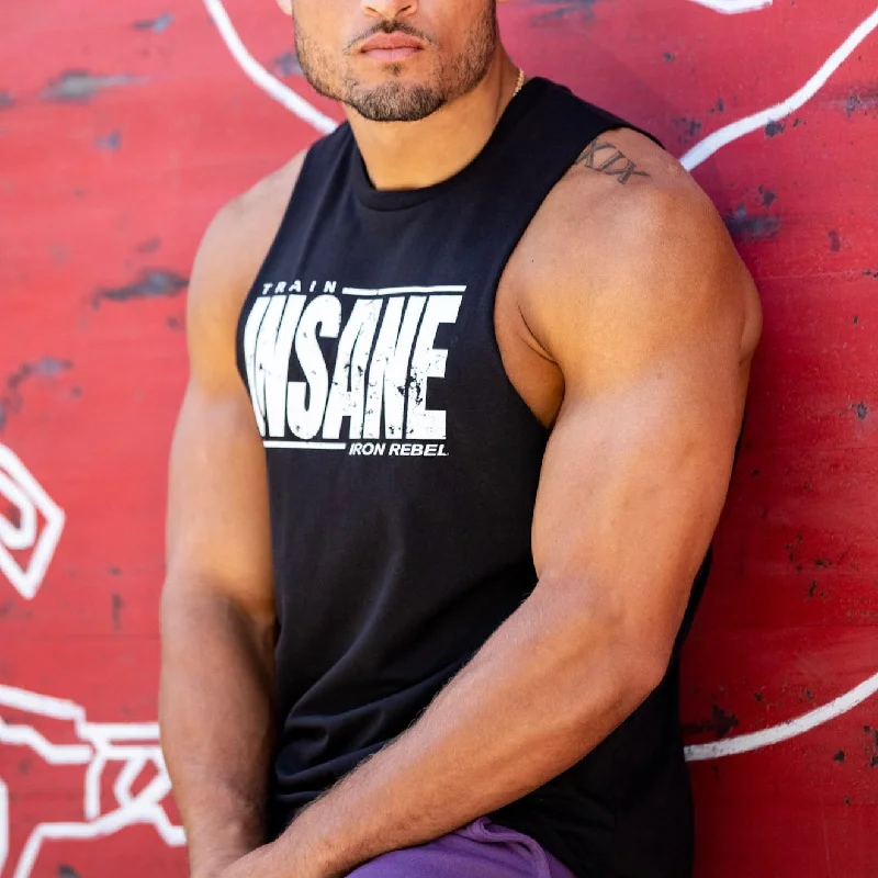 men's tank tops with mesh panelsTrain Insane  "Hulk Cut" Tee (Black)