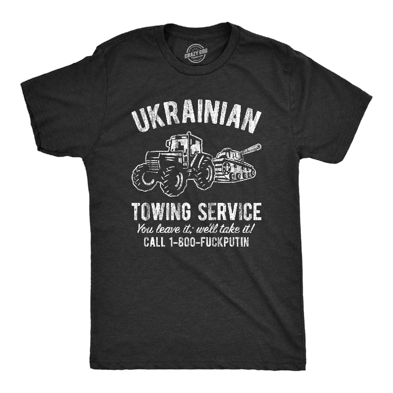 Men's distressed denim - look t - shirts with a rugged appealUkrainian Towing Service Men's T Shirt Men's distressed denim - look t - shirts with a rugged appealUkrainian Towing Service Men's T Shirt