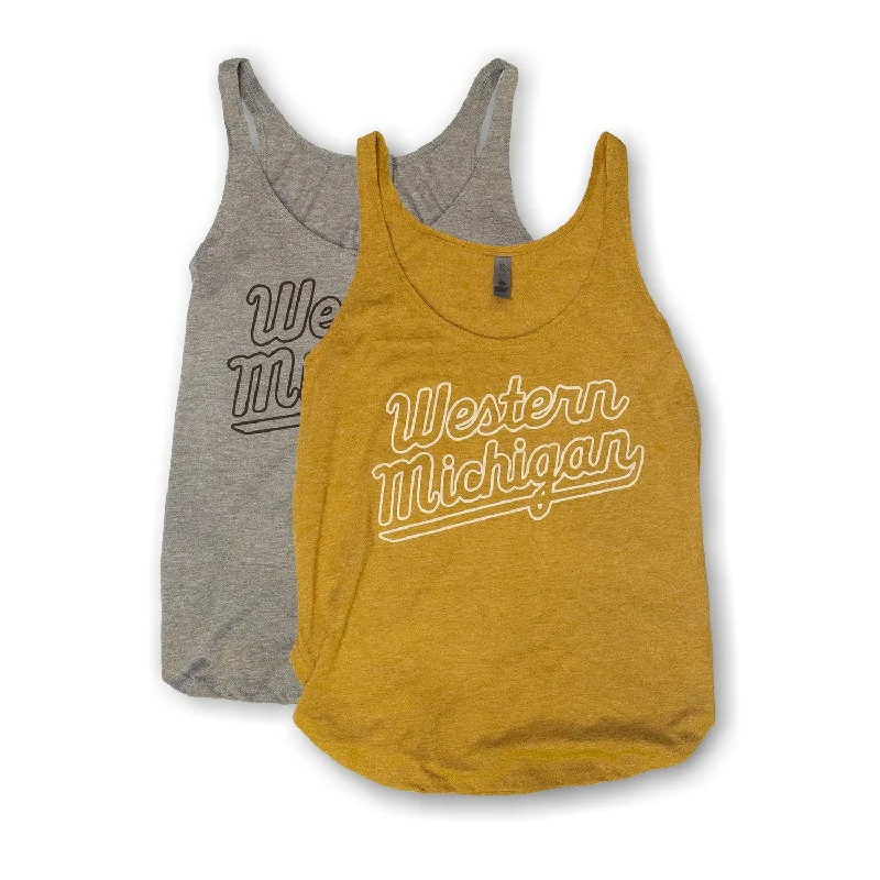 men's cotton tank topsWestern Michigan Cursive Ladies Tank