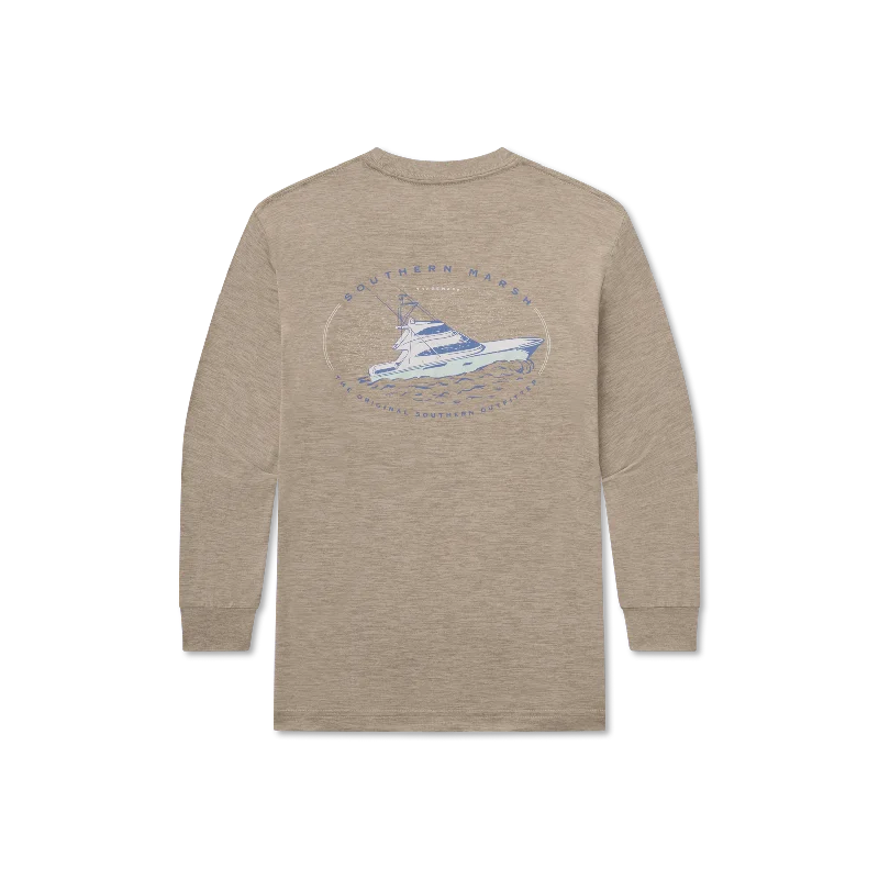 Men's long sleeve polo shirts with a contrast placket for added styleYouth FieldTec™ Heathered - Deep Sea - Long Sleeve Men's long sleeve polo shirts with a contrast placket for added styleYouth FieldTec™ Heathered - Deep Sea - Long Sleeve