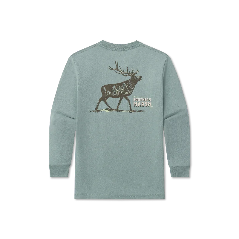 Men's long sleeve military - style utility shirts with multiple pocketsYouth Starry Silhouette Tee - Elk - Long Sleeve Men's long sleeve military - style utility shirts with multiple pocketsYouth Starry Silhouette Tee - Elk - Long Sleeve