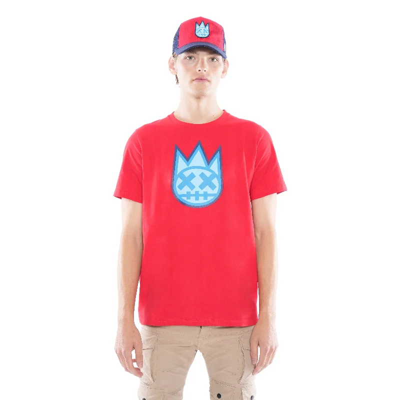 Men's short - sleeve linen t - shirts for summer beach outings3D CLEAN SHIMUCHAN LOGO  SHORT SLEEVE CREW NECK TEE IN HIGH RISK RED