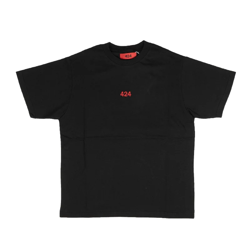 Men's button - front t - shirts with a unique artistic print424 On Fairfax Logo Cotton Short Sleeve T-Shirt - Black Men's button - front t - shirts with a unique artistic print424 On Fairfax Logo Cotton Short Sleeve T-Shirt - Black