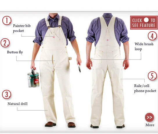 Vintage - inspired overalls with brass buttons​#71 Made in USA Painter Bib Overall