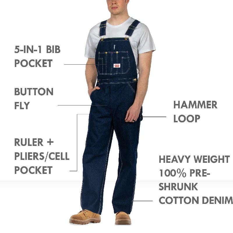 Overalls with a detachable lining for different seasonsNon-USA Classic Blue Denim Button Fly Bib Overalls - Not Sewn in USA Overalls with a detachable lining for different seasonsNon-USA Classic Blue Denim Button Fly Bib Overalls - Not Sewn in USA