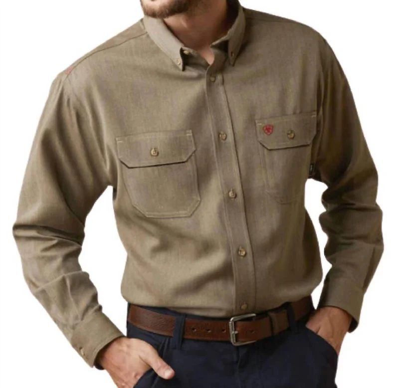 Men's thermal t - shirts with a high - neck design for cold weatherAir Inherent Work Shirt In Khaki Heather Men's thermal t - shirts with a high - neck design for cold weatherAir Inherent Work Shirt In Khaki Heather