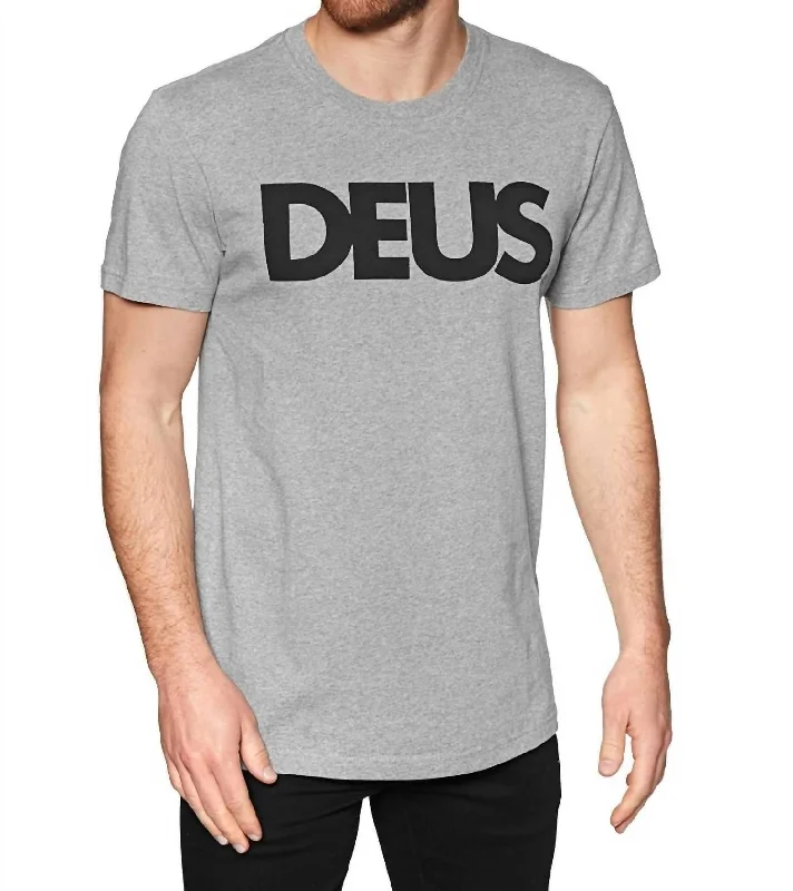 Men's button - front t - shirts with a unique artistic printAll Caps Tee In Grey