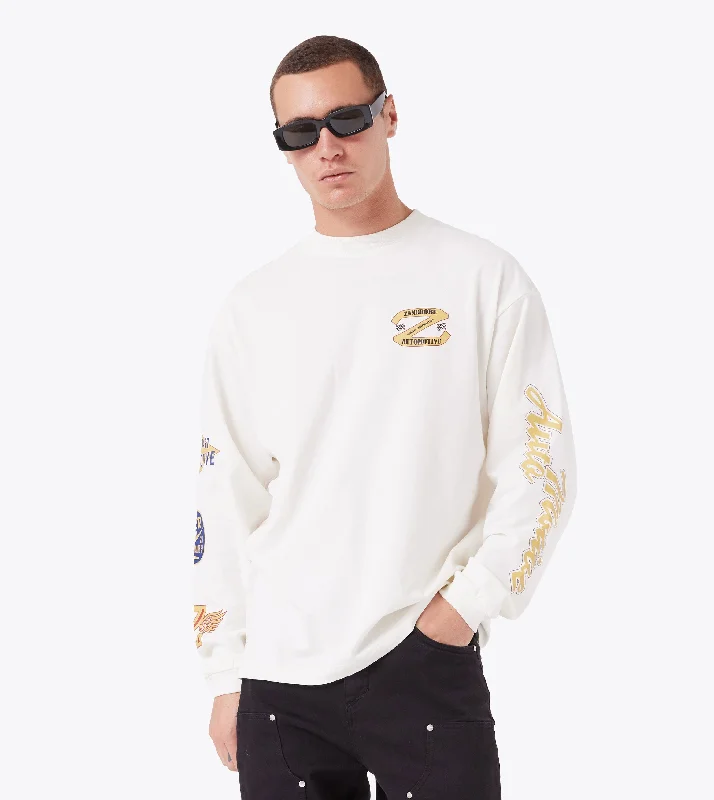Men's eco - friendly recycled t - shirts for sustainable fashion choicesAutomotive Box ++ LS Tee Vintage White Men's eco - friendly recycled t - shirts for sustainable fashion choicesAutomotive Box ++ LS Tee Vintage White