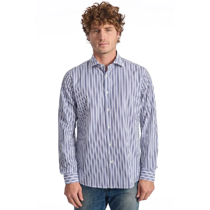 Men's smart - casual checkered t - shirts for semi - formal occasionsBaldinini Trend blue Cotton Men's Shirt Men's smart - casual checkered t - shirts for semi - formal occasionsBaldinini Trend blue Cotton Men's Shirt
