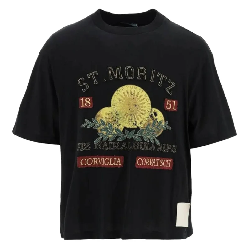 Men's antimicrobial t - shirts for odor - free freshness during travelBally 6302918 Men's Black St. Moritz 100% Cotton T-Shirt