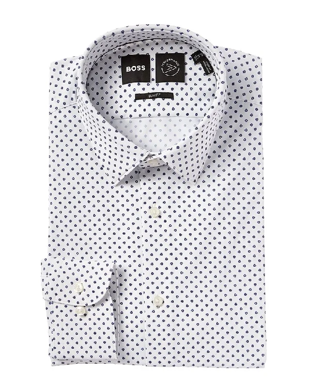 Men's short - sleeve linen t - shirts for summer beach outingsBoss by Hugo Boss Slim Fit Dress Shirt Men's short - sleeve linen t - shirts for summer beach outingsBoss by Hugo Boss Slim Fit Dress Shirt