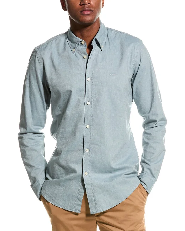 Men's short - sleeve linen t - shirts for summer beach outingsBOSS Hugo Boss Rickert Regular Fit Shirt Men's short - sleeve linen t - shirts for summer beach outingsBOSS Hugo Boss Rickert Regular Fit Shirt