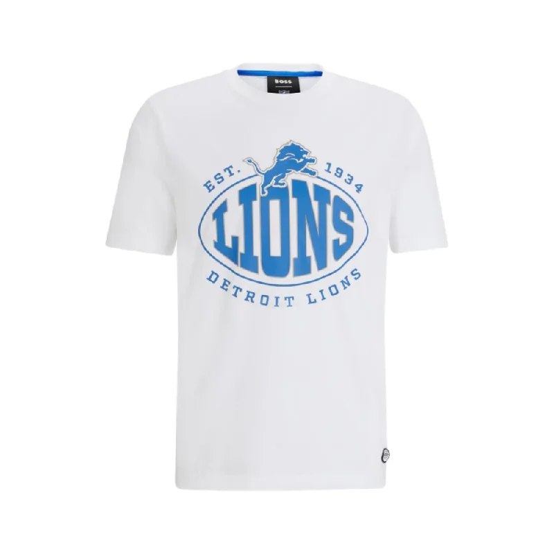 Men's lightweight performance t - shirts for running marathonsBOSS x NFL stretch-cotton T-shirt with collaborative branding Men's lightweight performance t - shirts for running marathonsBOSS x NFL stretch-cotton T-shirt with collaborative branding