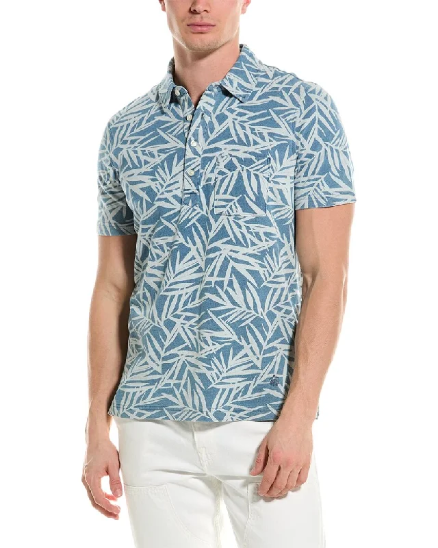 Men's distressed denim - look t - shirts with a rugged appealBrooks Brothers Indigo Leaf Print Polo Shirt Men's distressed denim - look t - shirts with a rugged appealBrooks Brothers Indigo Leaf Print Polo Shirt