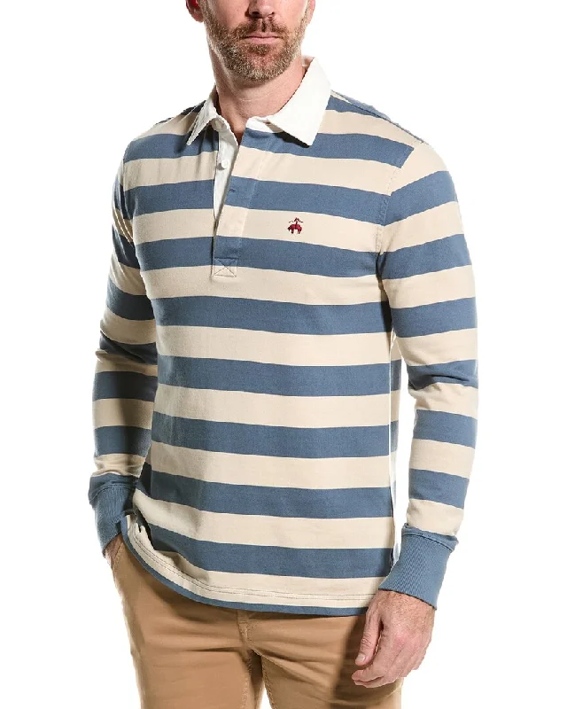 Men's distressed denim - look t - shirts with a rugged appealBrooks Brothers Rugby Stripe Heavyweight Polo Shirt Men's distressed denim - look t - shirts with a rugged appealBrooks Brothers Rugby Stripe Heavyweight Polo Shirt
