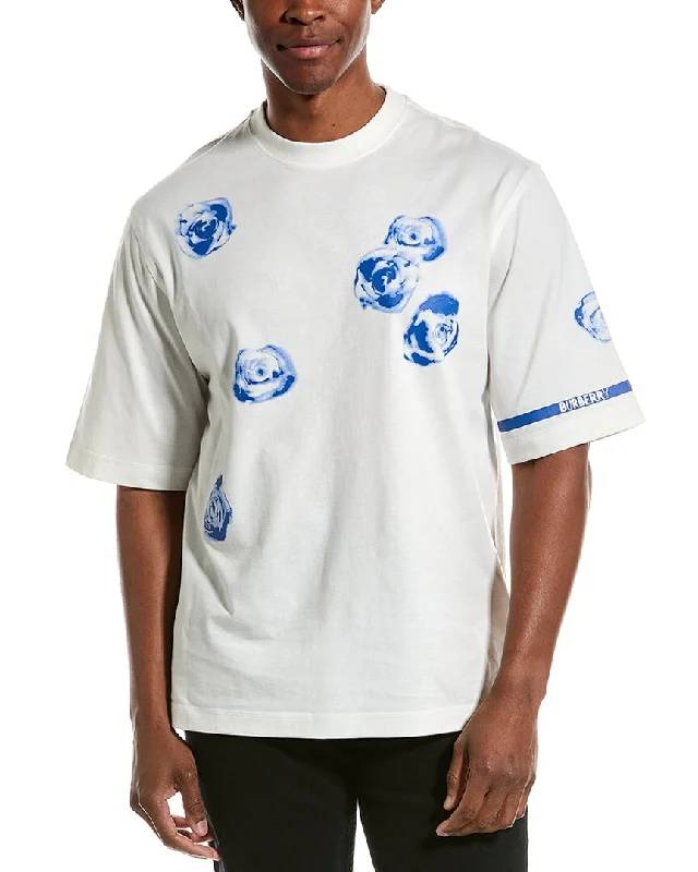 Men's polo t - shirts with a contrast collar for a preppy lookBurberry Rose Print T-Shirt Men's polo t - shirts with a contrast collar for a preppy lookBurberry Rose Print T-Shirt