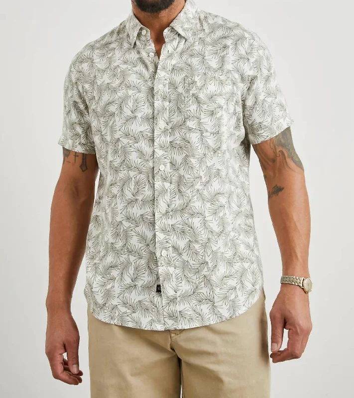 Men's long - sleeve henley t - shirts with button - down placketsCarson Button Down In Palm Americano White Men's long - sleeve henley t - shirts with button - down placketsCarson Button Down In Palm Americano White