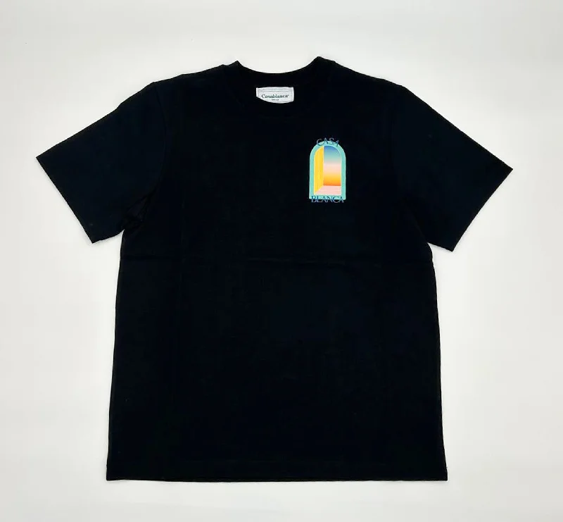 Men's eco - friendly recycled t - shirts for sustainable fashion choicesCasablanca Black L'Arc Colore Printed T-Shirt Men's eco - friendly recycled t - shirts for sustainable fashion choicesCasablanca Black L'Arc Colore Printed T-Shirt