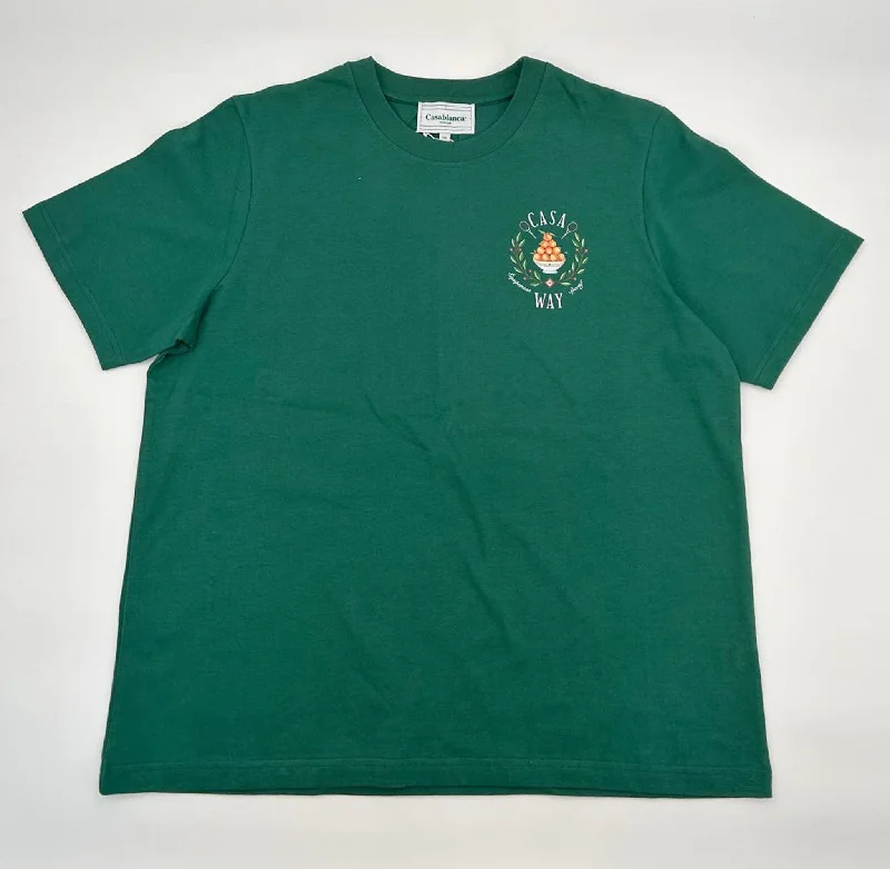 Men's UV - protection t - shirts for outdoor activities in the sunCasablanca Evergreen Green Casa Way Triomphe D'orange T-Shirt Men's UV - protection t - shirts for outdoor activities in the sunCasablanca Evergreen Green Casa Way Triomphe D'orange T-Shirt