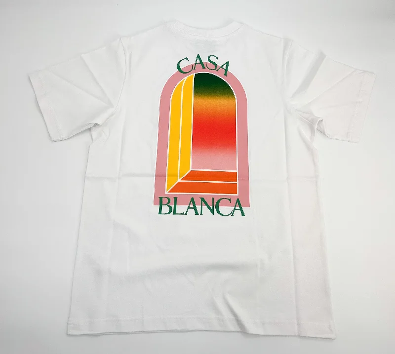 Men's lightweight performance t - shirts for running marathonsCasablanca Gradient L'Arche Logo Printed T-Shirt Men's lightweight performance t - shirts for running marathonsCasablanca Gradient L'Arche Logo Printed T-Shirt