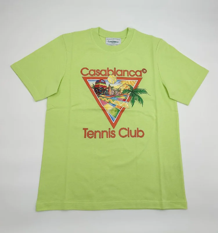 Men's ribbed t - shirts with a textured finish for added styleCasablanca Pale Green Afro Cubism Tennis Club Printed T-Shirt Men's ribbed t - shirts with a textured finish for added styleCasablanca Pale Green Afro Cubism Tennis Club Printed T-Shirt