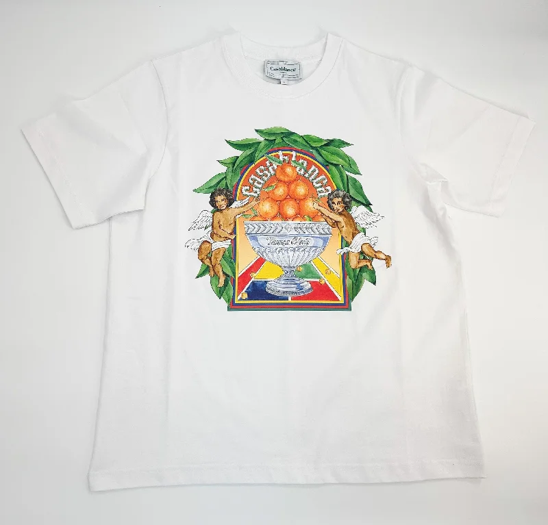 Men's lightweight performance t - shirts for running marathonsCasablanca White Casa Way Triomphe D'orange T-Shirt Men's lightweight performance t - shirts for running marathonsCasablanca White Casa Way Triomphe D'orange T-Shirt