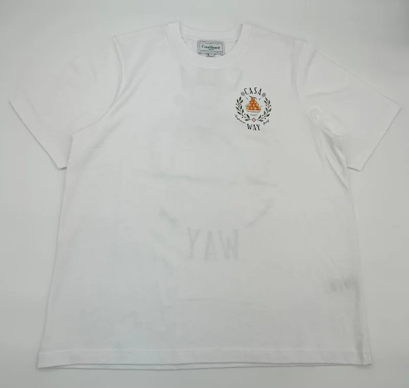 Men's smart - casual checkered t - shirts for semi - formal occasionsCasablanca White Casa Way Triomphe D'orange T-Shirt Men's smart - casual checkered t - shirts for semi - formal occasionsCasablanca White Casa Way Triomphe D'orange T-Shirt