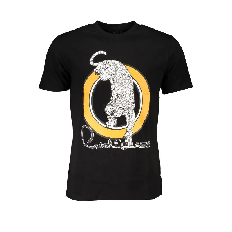 Men's button - front t - shirts with a unique artistic printCavalli Class Cotton Men's T-Shirt Men's button - front t - shirts with a unique artistic printCavalli Class Cotton Men's T-Shirt