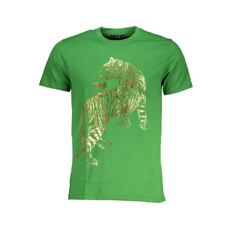 Men's button - front t - shirts with a unique artistic printCavalli Class Cotton Men's T-Shirt Men's button - front t - shirts with a unique artistic printCavalli Class Cotton Men's T-Shirt