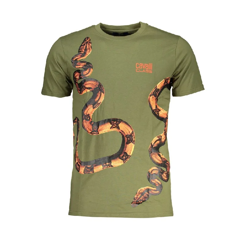 Men's mock - neck t - shirts with a modern and sleek styleCavalli Class Cotton Men's T-Shirt Men's mock - neck t - shirts with a modern and sleek styleCavalli Class Cotton Men's T-Shirt