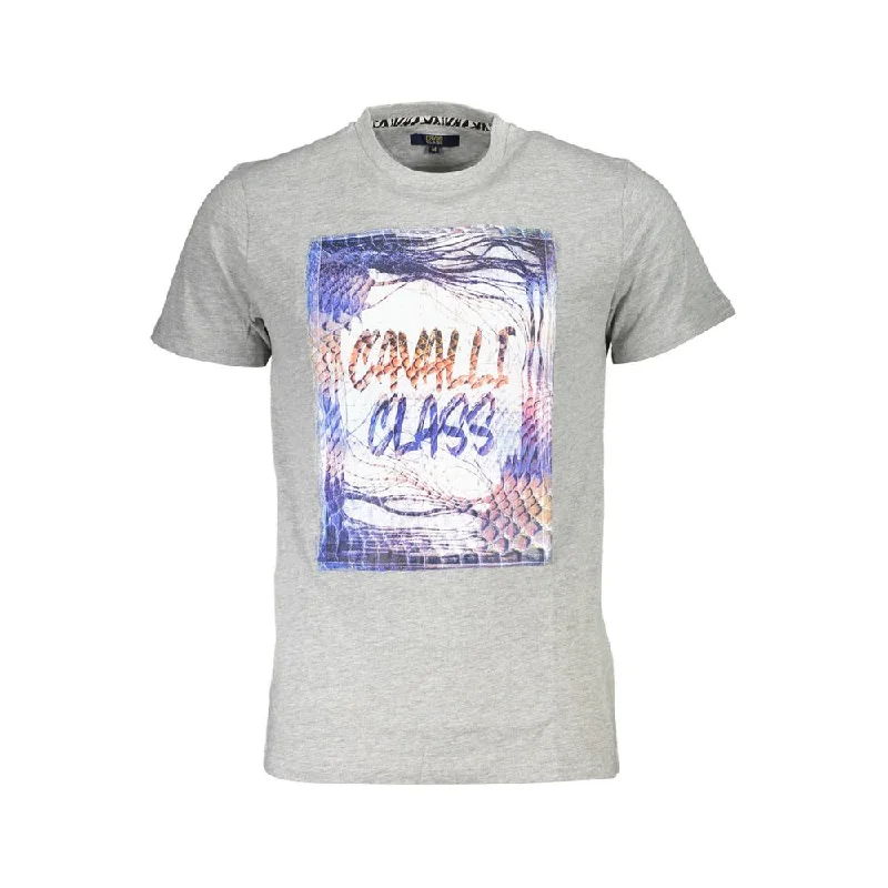 Men's button - front t - shirts with a unique artistic printCavalli Class Cotton Men's T-Shirt Men's button - front t - shirts with a unique artistic printCavalli Class Cotton Men's T-Shirt